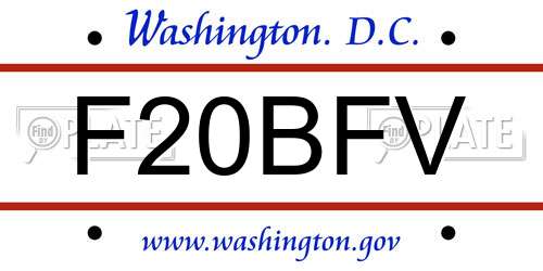 F20BFV District Of Columbia License Plate