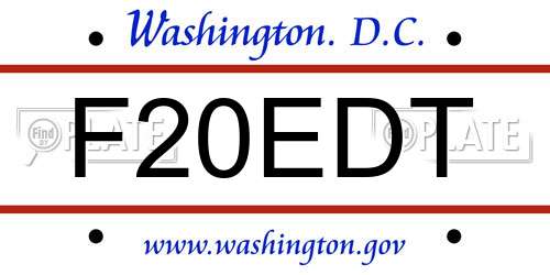 F20EDT District Of Columbia License Plate