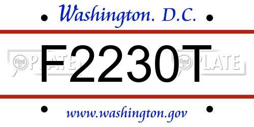 F2230T District Of Columbia License Plate