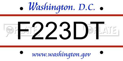 F223DT District Of Columbia License Plate