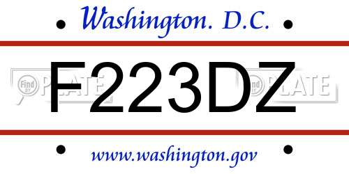 F223DZ District Of Columbia License Plate