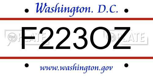 F223OZ District Of Columbia License Plate