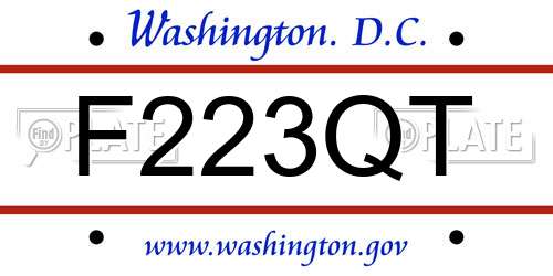 F223QT District Of Columbia License Plate