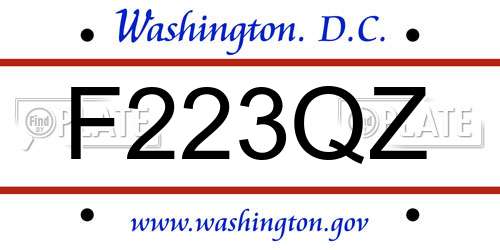 F223QZ District Of Columbia License Plate