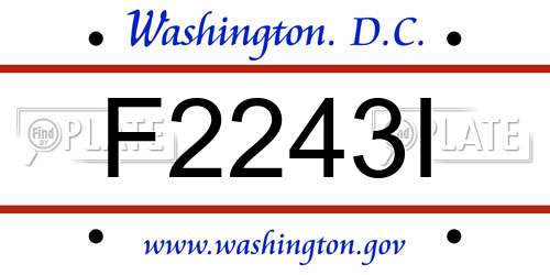 F2243I District Of Columbia License Plate