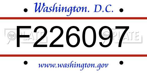 F226097 District Of Columbia License Plate