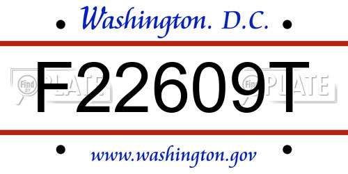 F22609T District Of Columbia License Plate