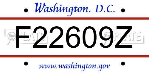 F22609Z District Of Columbia License Plate