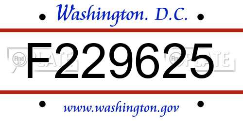 F229625 District Of Columbia License Plate