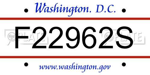 F22962S District Of Columbia License Plate