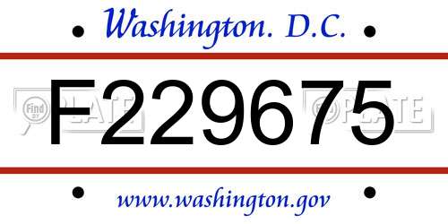 F229675 District Of Columbia License Plate