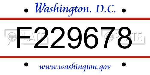 F229678 District Of Columbia License Plate