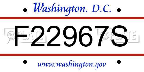 F22967S District Of Columbia License Plate
