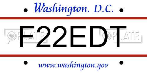 F22EDT District Of Columbia License Plate