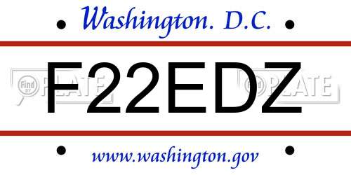 F22EDZ District Of Columbia License Plate