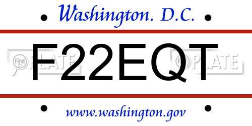 F22EQT District Of Columbia License Plate