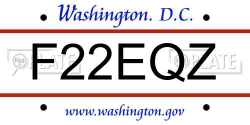 F22EQZ District Of Columbia License Plate