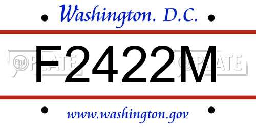 F2422M District Of Columbia License Plate