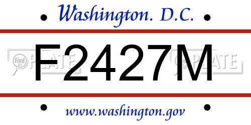 F2427M District Of Columbia License Plate