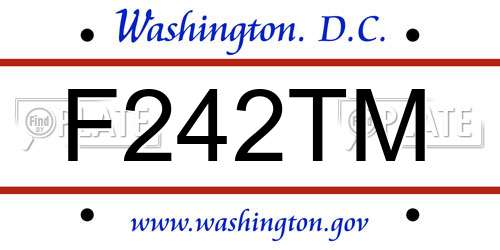 F242TM District Of Columbia License Plate