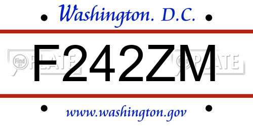 F242ZM District Of Columbia License Plate