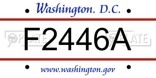 F2446A District Of Columbia License Plate