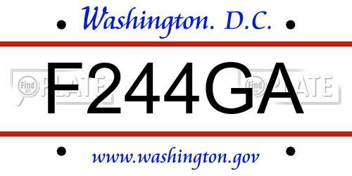 F244GA District Of Columbia License Plate