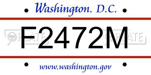 F2472M District Of Columbia License Plate
