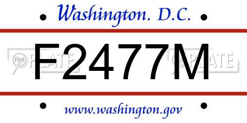 F2477M District Of Columbia License Plate