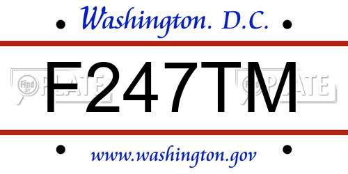 F247TM District Of Columbia License Plate
