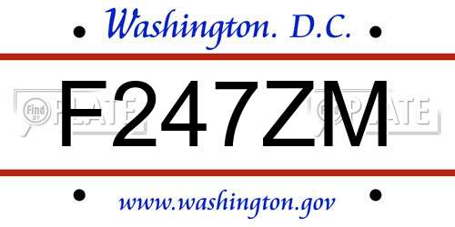 F247ZM District Of Columbia License Plate
