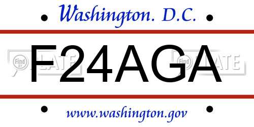F24AGA District Of Columbia License Plate