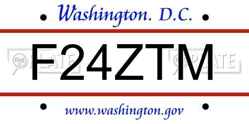 F24ZTM District Of Columbia License Plate