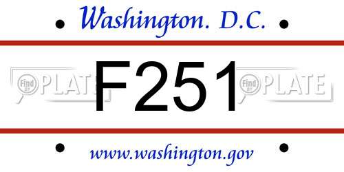 F251 District Of Columbia License Plate