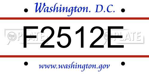 F2512E District Of Columbia License Plate
