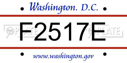 F2517E District Of Columbia License Plate