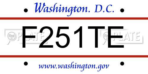 F251TE District Of Columbia License Plate