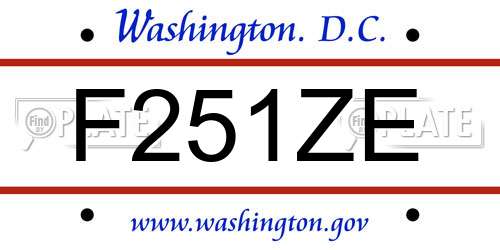 F251ZE District Of Columbia License Plate