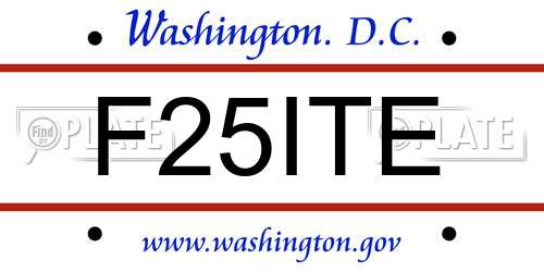 F25ITE District Of Columbia License Plate