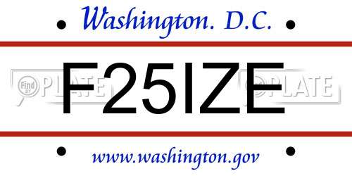 F25IZE District Of Columbia License Plate