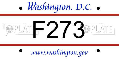 F273 District Of Columbia License Plate