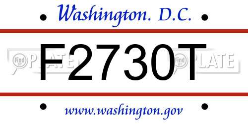 F2730T District Of Columbia License Plate