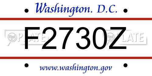 F2730Z District Of Columbia License Plate