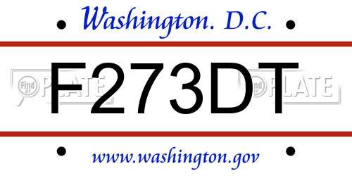 F273DT District Of Columbia License Plate