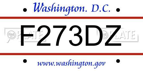 F273DZ District Of Columbia License Plate