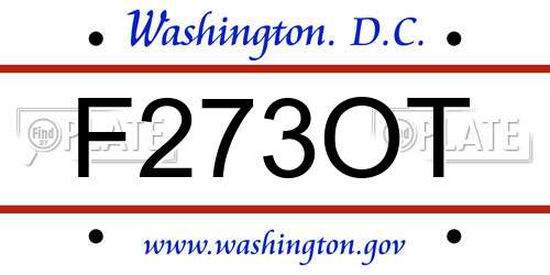 F273OT District Of Columbia License Plate
