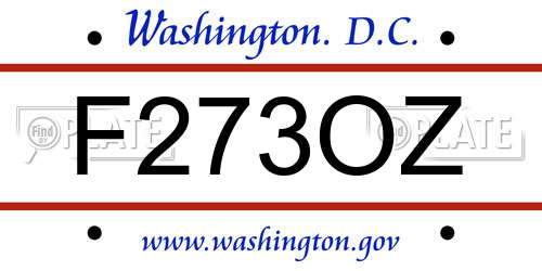 F273OZ District Of Columbia License Plate