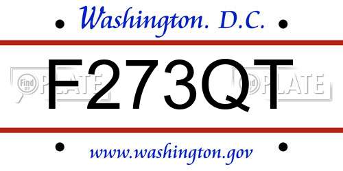 F273QT District Of Columbia License Plate
