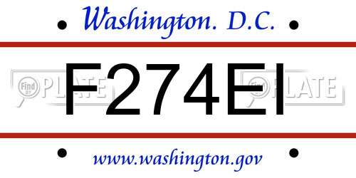 F274EI District Of Columbia License Plate