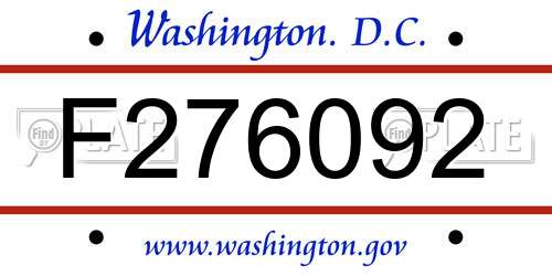 F276092 District Of Columbia License Plate
